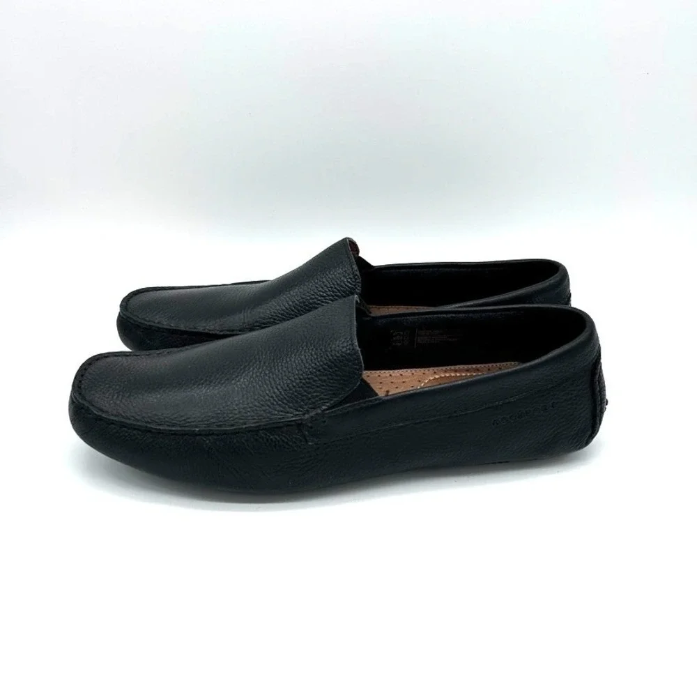 Rockport Men's Rhyder Venetian Loafer Shoes Black US 10.5 Tumble Leather Comfort